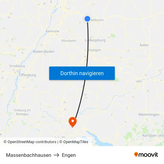 Massenbachhausen to Engen map