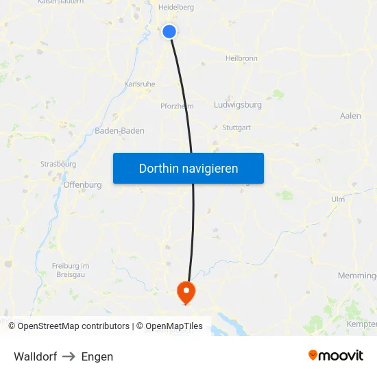 Walldorf to Engen map