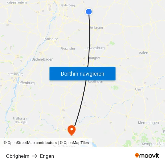 Obrigheim to Engen map