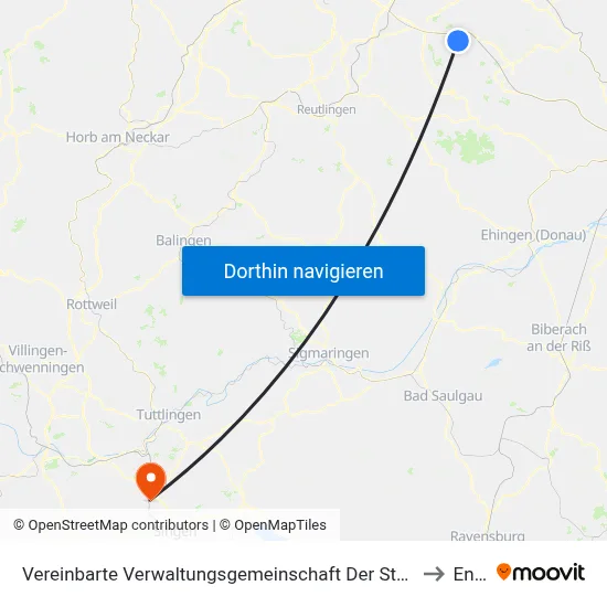 Vereinbarte Verwaltungsgemeinschaft Der Stadt Weilheim An Der Teck to Engen map