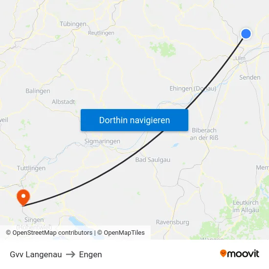 Gvv Langenau to Engen map