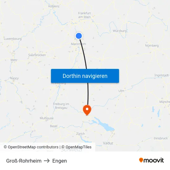 Groß-Rohrheim to Engen map
