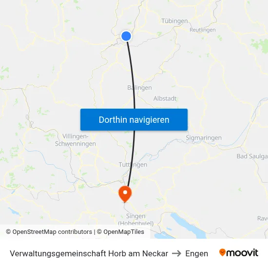 Verwaltungsgemeinschaft Horb am Neckar to Engen map