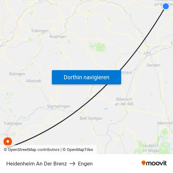 Heidenheim An Der Brenz to Engen map