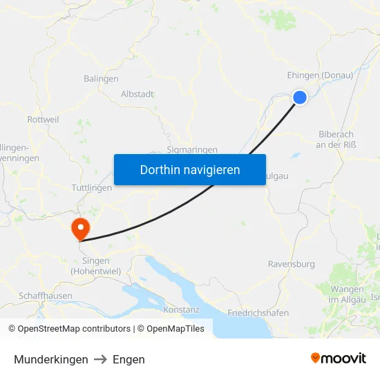 Munderkingen to Engen map