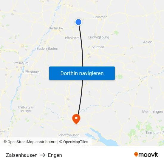 Zaisenhausen to Engen map
