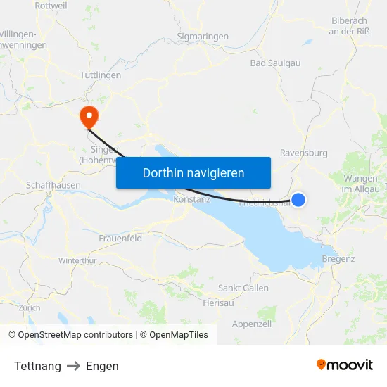Tettnang to Engen map
