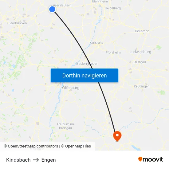 Kindsbach to Engen map