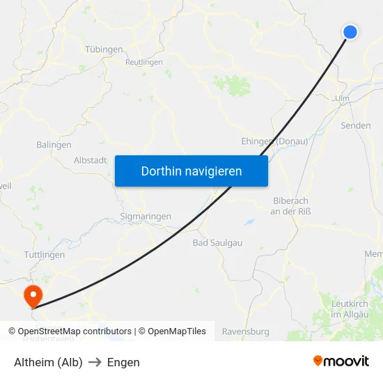Altheim (Alb) to Engen map