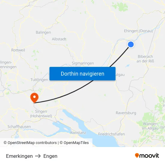 Emerkingen to Engen map