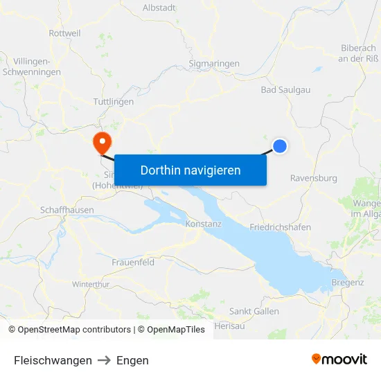 Fleischwangen to Engen map