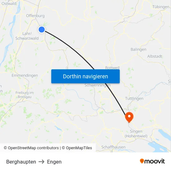 Berghaupten to Engen map