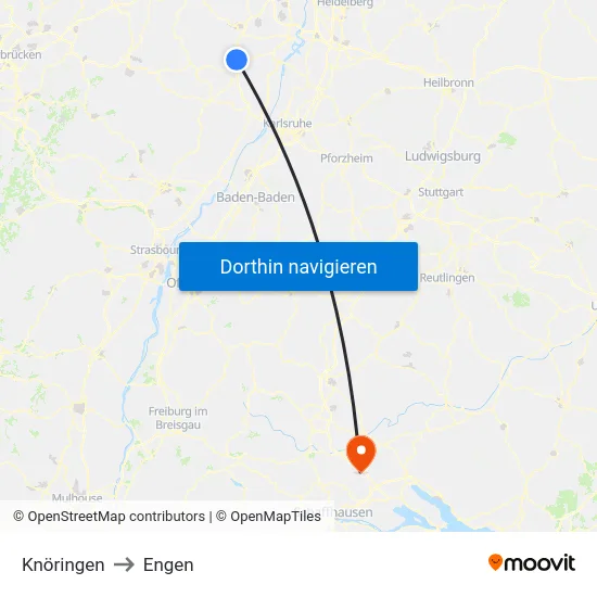 Knöringen to Engen map