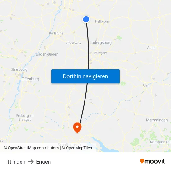 Ittlingen to Engen map