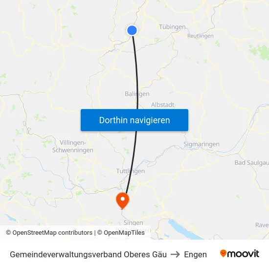 Gemeindeverwaltungsverband Oberes Gäu to Engen map