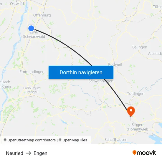 Neuried to Engen map