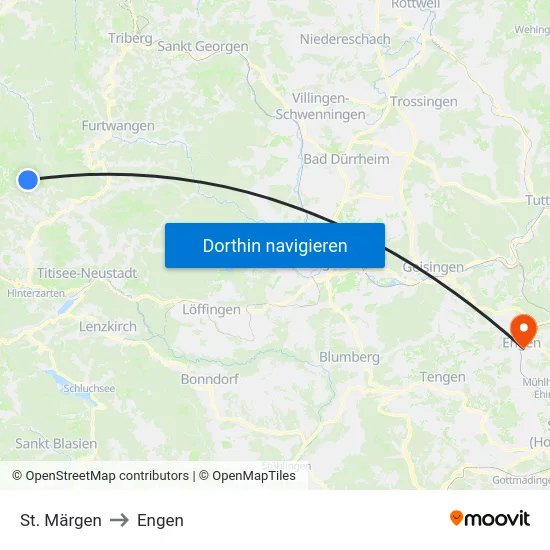 St. Märgen to Engen map