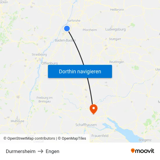 Durmersheim to Engen map