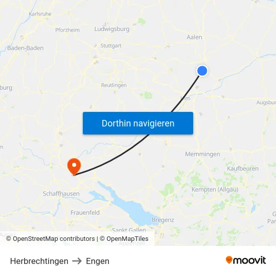 Herbrechtingen to Engen map