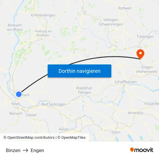 Binzen to Engen map