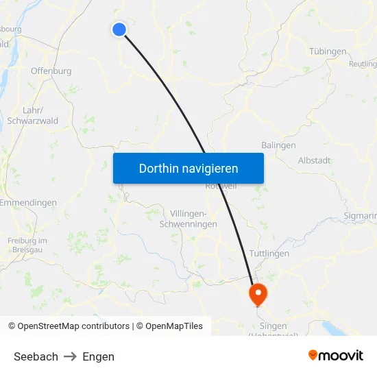 Seebach to Engen map
