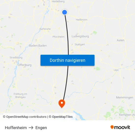 Hoffenheim to Engen map