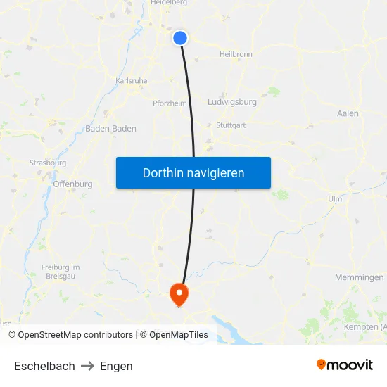 Eschelbach to Engen map