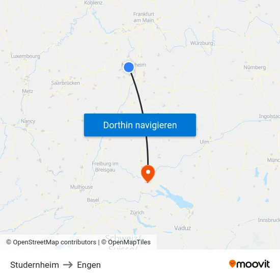 Studernheim to Engen map