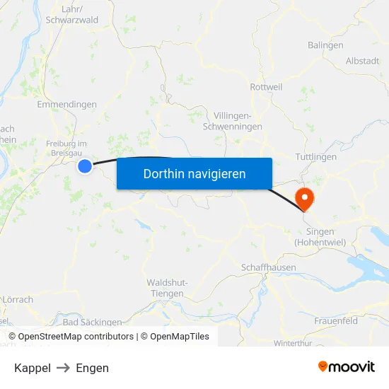 Kappel to Engen map