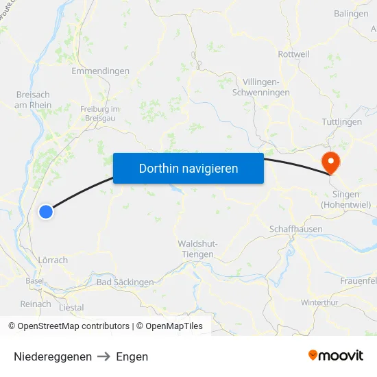 Niedereggenen to Engen map