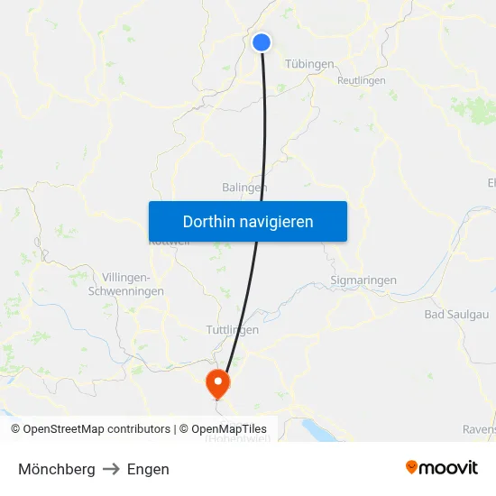 Mönchberg to Engen map