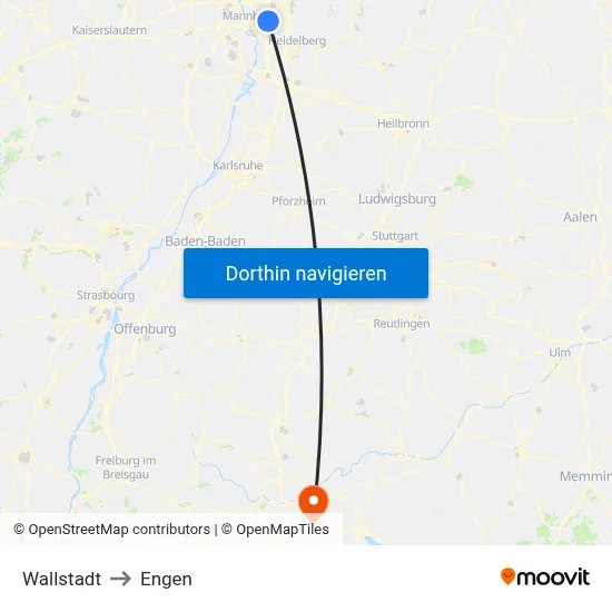 Wallstadt to Engen map