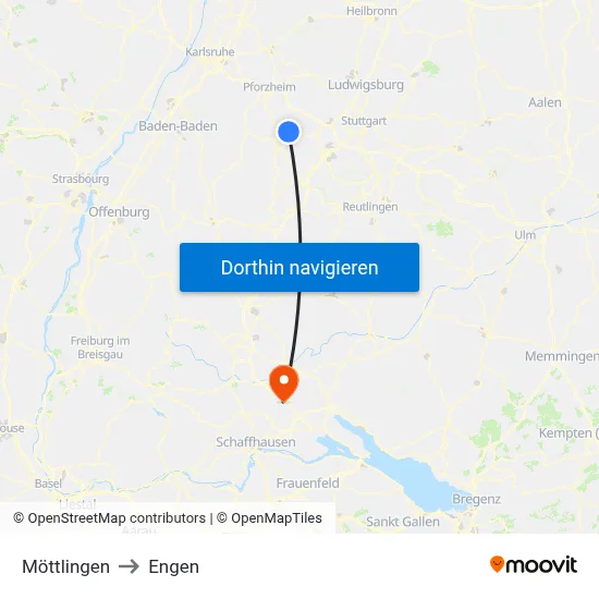 Möttlingen to Engen map