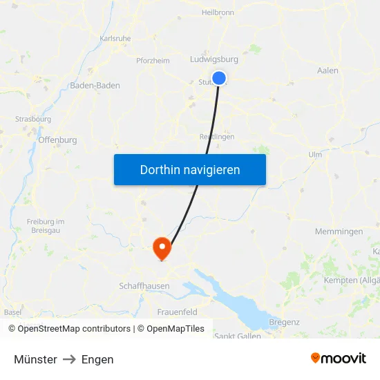 Münster to Engen map