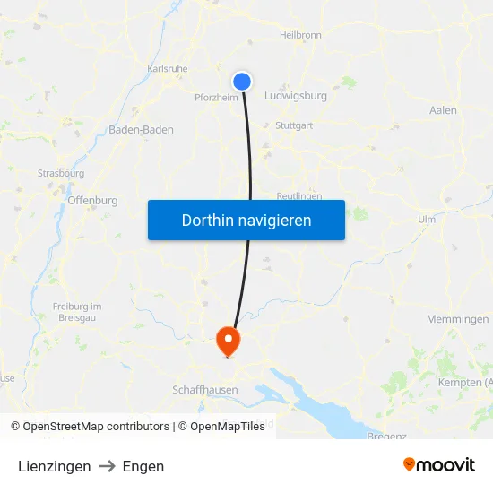 Lienzingen to Engen map
