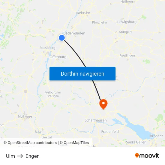 Ulm to Engen map