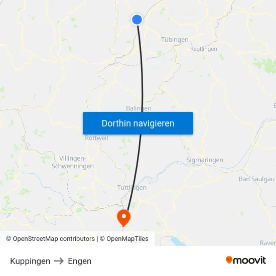 Kuppingen to Engen map