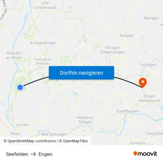 Seefelden to Engen map