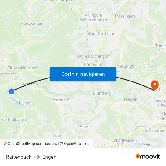 Raitenbuch to Engen map