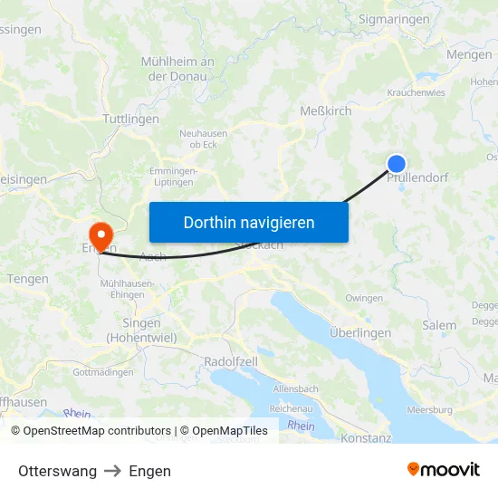 Otterswang to Engen map