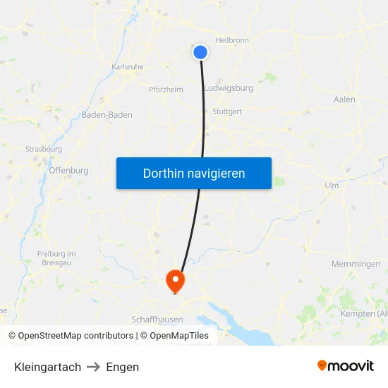 Kleingartach to Engen map
