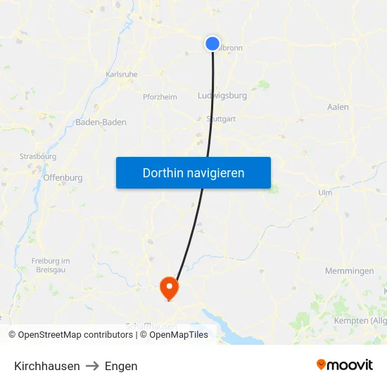 Kirchhausen to Engen map