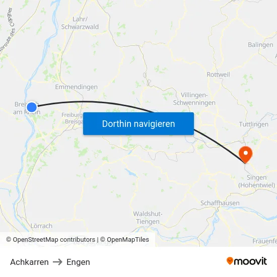Achkarren to Engen map