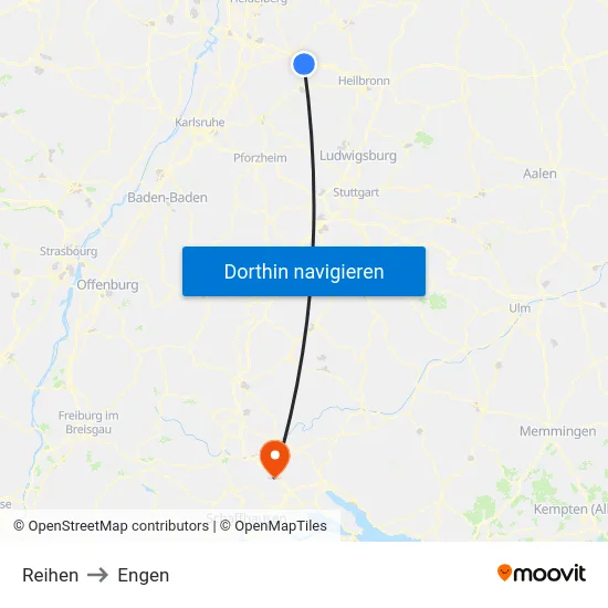 Reihen to Engen map