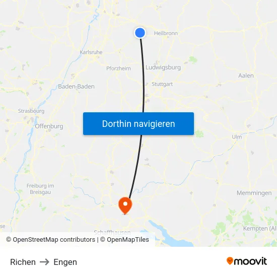 Richen to Engen map