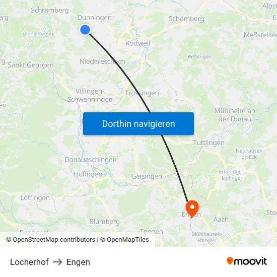 Locherhof to Engen map
