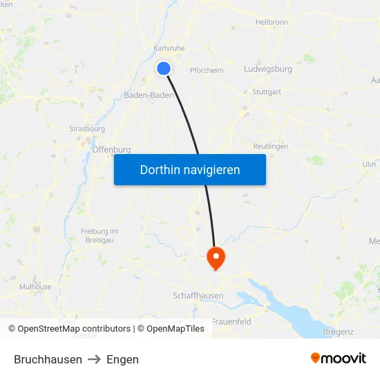 Bruchhausen to Engen map