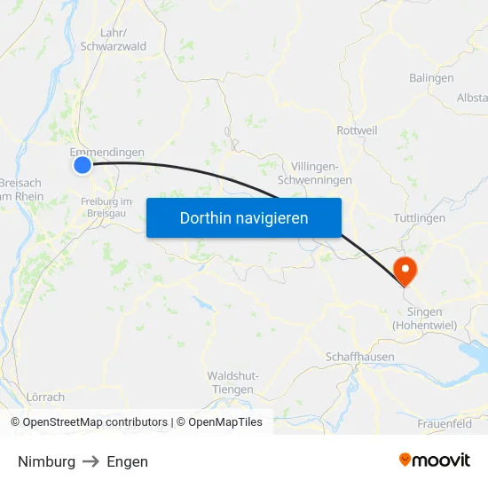 Nimburg to Engen map