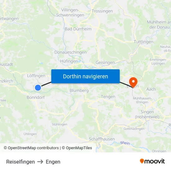 Reiselfingen to Engen map