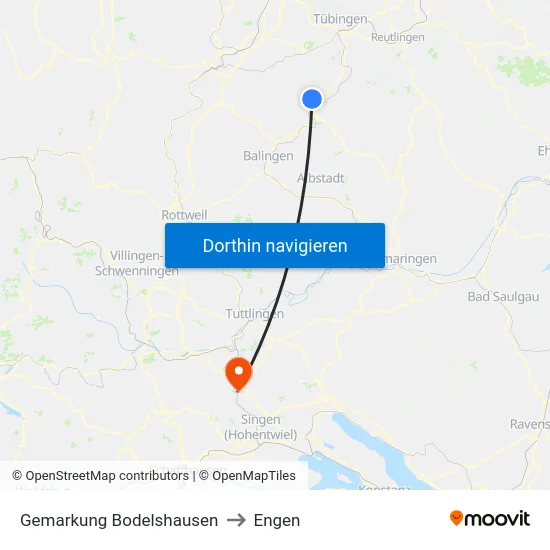 Gemarkung Bodelshausen to Engen map